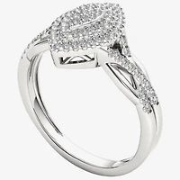 Womens 1/4 CT. T.W. Natural White Diamond 10K Gold Marquise Crossover Halo Engagement Ring