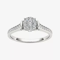 1/3 CT.T.W. Natural Diamond 10K Gold Round Cluster Engagement Ring