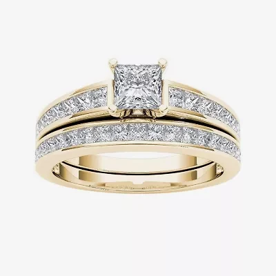 1 1/2 CT.T.W. Natural Diamond 14K Yellow Gold Bridal Set