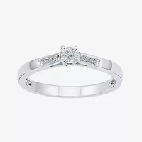Promise My Love Womens Diamond Accent Natural White Sterling Silver Round Ring