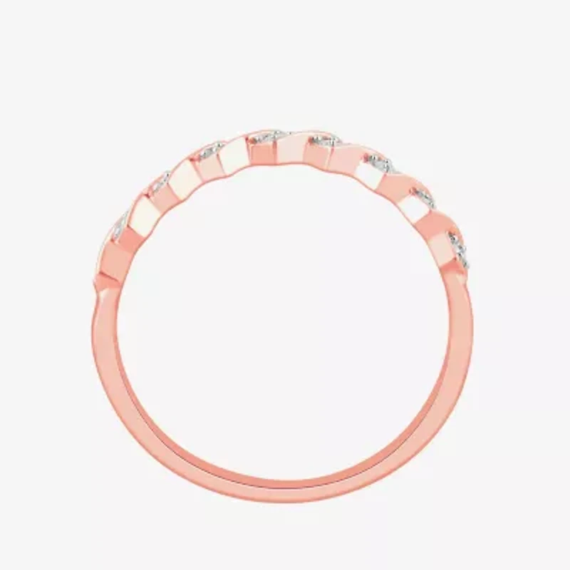 Stackable Ring (H-I / Si1-Si2) Diamond Accent Lab Grown White 10K Gold Square Wedding Band
