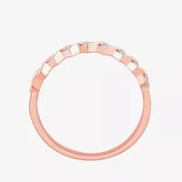 Stackable Ring (H-I / Si1-Si2) Diamond Accent Lab Grown White 10K Gold Square Wedding Band