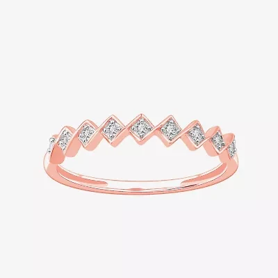 Stackable Ring (H-I / Si1-Si2) Diamond Accent Lab Grown White 10K Gold Square Wedding Band