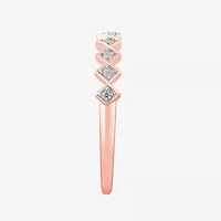 Stackable Ring (H-I / Si1-Si2) Diamond Accent Lab Grown White 10K Gold Square Wedding Band