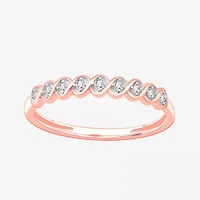 Stackable Ring (H-I / Si1-Si2) Diamond Accent Lab Grown White 10K Gold Square Wedding Band