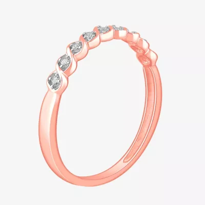 Stackable Ring (H-I / Si1-Si2) Diamond Accent Lab Grown White 10K Gold Square Wedding Band