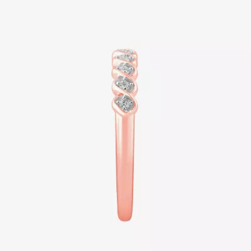 Stackable Ring (H-I / Si1-Si2) Diamond Accent Lab Grown White 10K Gold Square Wedding Band