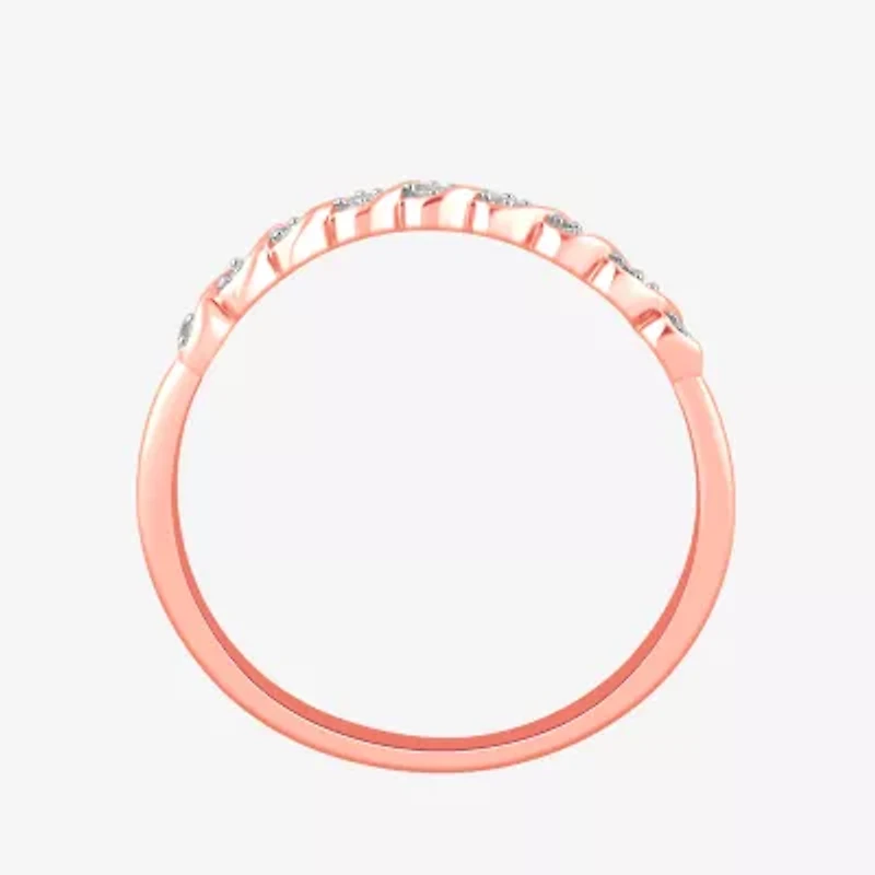 Stackable Ring (H-I / Si1-Si2) Diamond Accent Lab Grown White 10K Gold Square Wedding Band