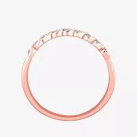 Stackable Ring (H-I / Si1-Si2) Diamond Accent Lab Grown White 10K Gold Square Wedding Band