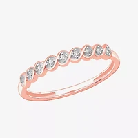 Stackable Ring (H-I / Si1-Si2) Diamond Accent Lab Grown White 10K Gold Square Wedding Band