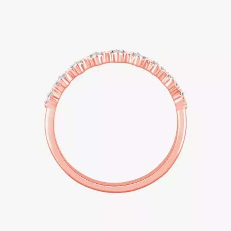 Stackable Ring (H-I / Si1-Si2) Diamond Accent Lab Grown White 10K  Gold Square Wedding Band