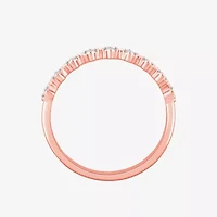 Stackable Ring (H-I / Si1-Si2) Diamond Accent Lab Grown White 10K  Gold Square Wedding Band