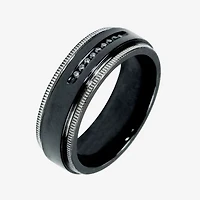 Mens 1/10 C.T. TW. Natural Diamond Black Titanium Wedding Band