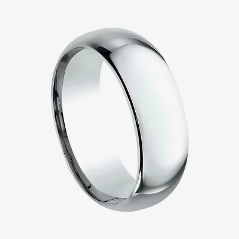 Mens 10K White Gold 8MM Comfort-Fit Wedding Band