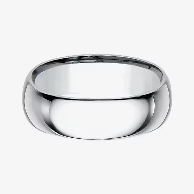 Mens 10K White Gold 8MM Comfort-Fit Wedding Band