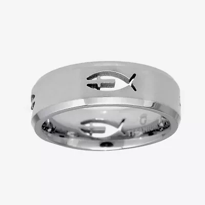 Christian Ichthys Fish Mens 6MM Titanium Wedding Band