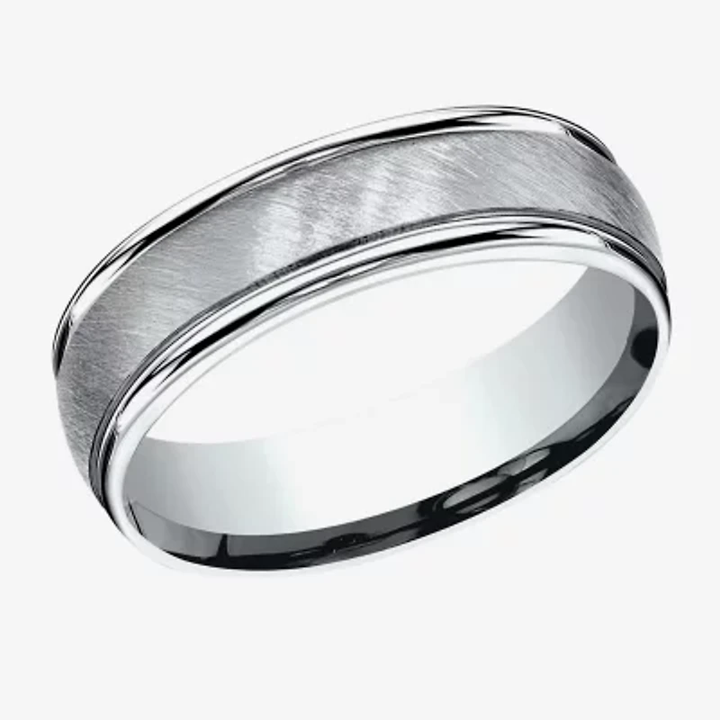 Mens 6MM 10K White Gold Wedding Band