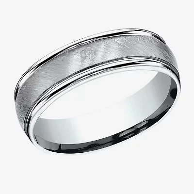 Mens 6MM 10K White Gold Wedding Band