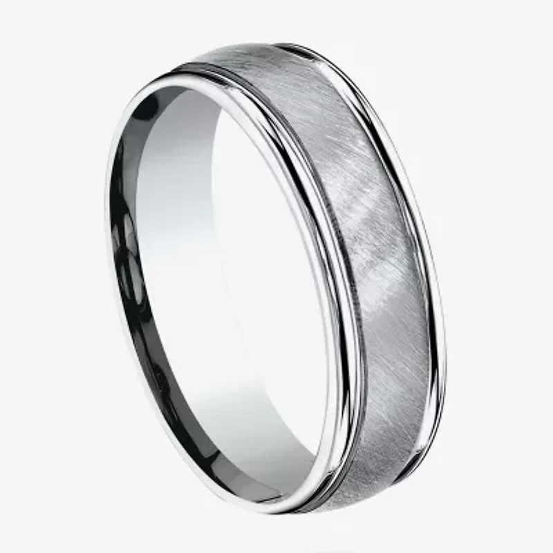 Mens 6MM 10K White Gold Wedding Band