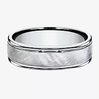 Mens 6MM 10K White Gold Wedding Band