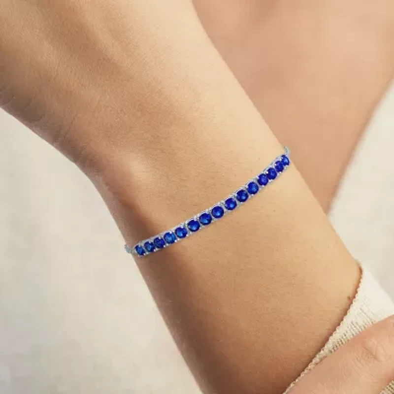 Gemstone Sterling Silver Tennis Bracelet