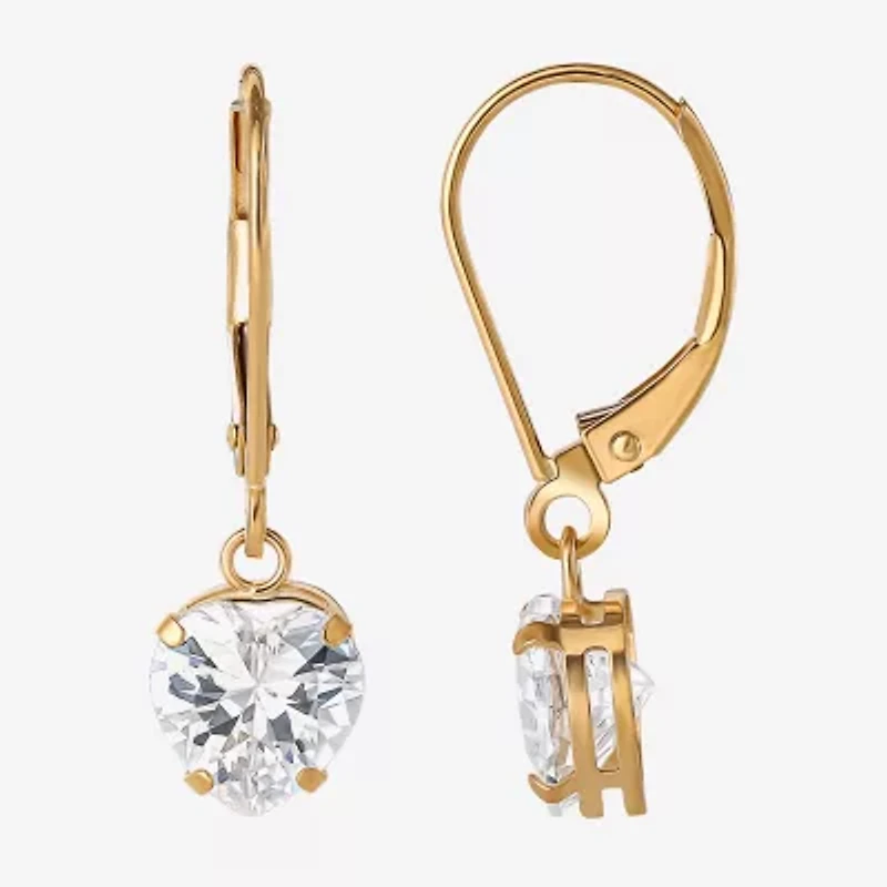 Heart-Shaped Cubic Zirconia Earrings 14K Gold  