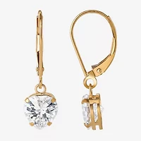 Heart-Shaped Cubic Zirconia Earrings 14K Gold  