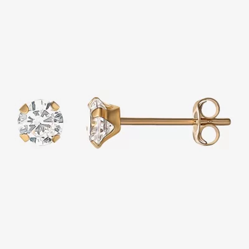 Cubic Zirconia Studs, 14K Yellow Gold 4mm