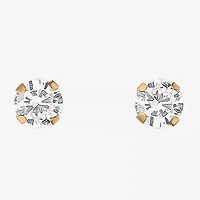 Cubic Zirconia Studs, 14K Yellow Gold 4mm