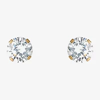 6mm 14K Yellow Gold Round Cubic Zirconia Stud Earrings