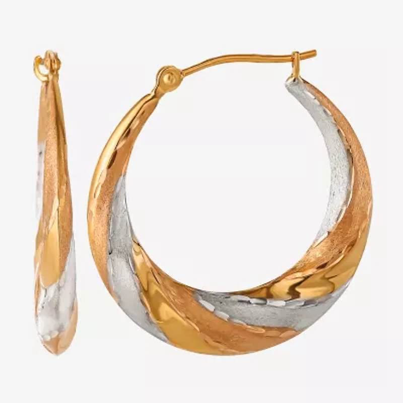 14K Gold Tri-Color Hoop Earrings
