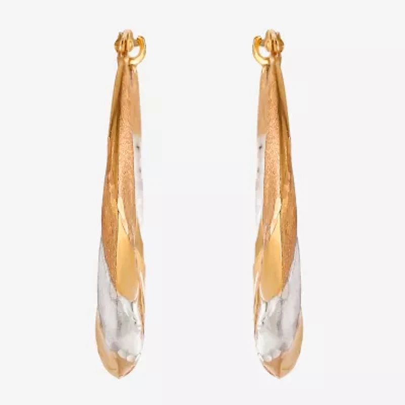 14K Gold Tri-Color Hoop Earrings
