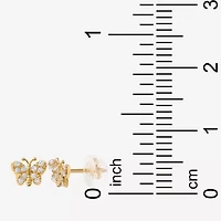 Cubic Zirconia 14K Gold 4.6mm Butterfly Stud Earrings