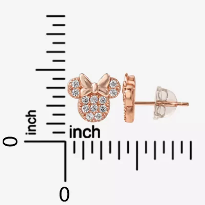 Disney Collection Cubic Zirconia 14K Gold Over Silver 8.9mm Minnie Mouse Stud Earrings