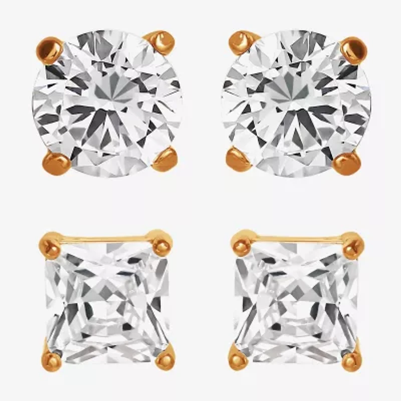 Shaquille O'Neal XLG Mens Lab Created Cubic Zirconia Stainless Steel 2 Pair Earring Set