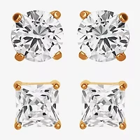 Shaquille O'Neal XLG Mens Lab Created Cubic Zirconia Stainless Steel 2 Pair Earring Set