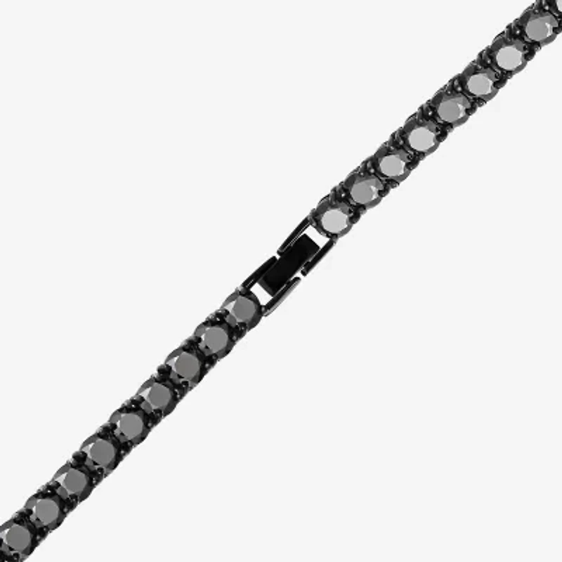 Shaquille O'Neal XLG Mens Black Cubic Zirconia Stainless Steel 22 Inch Tennis Necklace