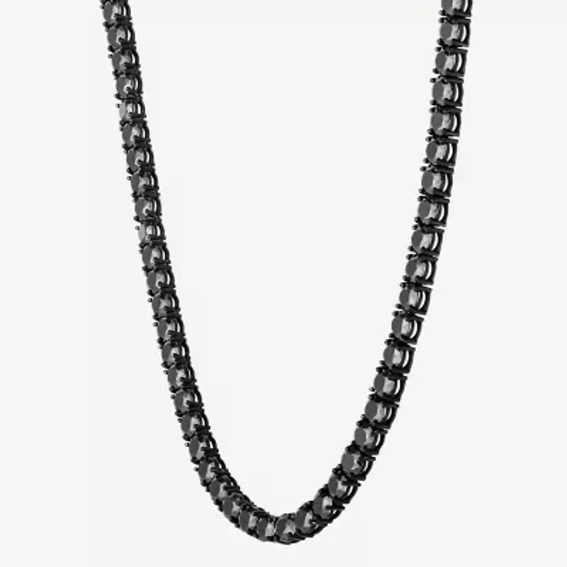 Shaquille O'Neal XLG Mens Black Cubic Zirconia Stainless Steel 22 Inch Tennis Necklace