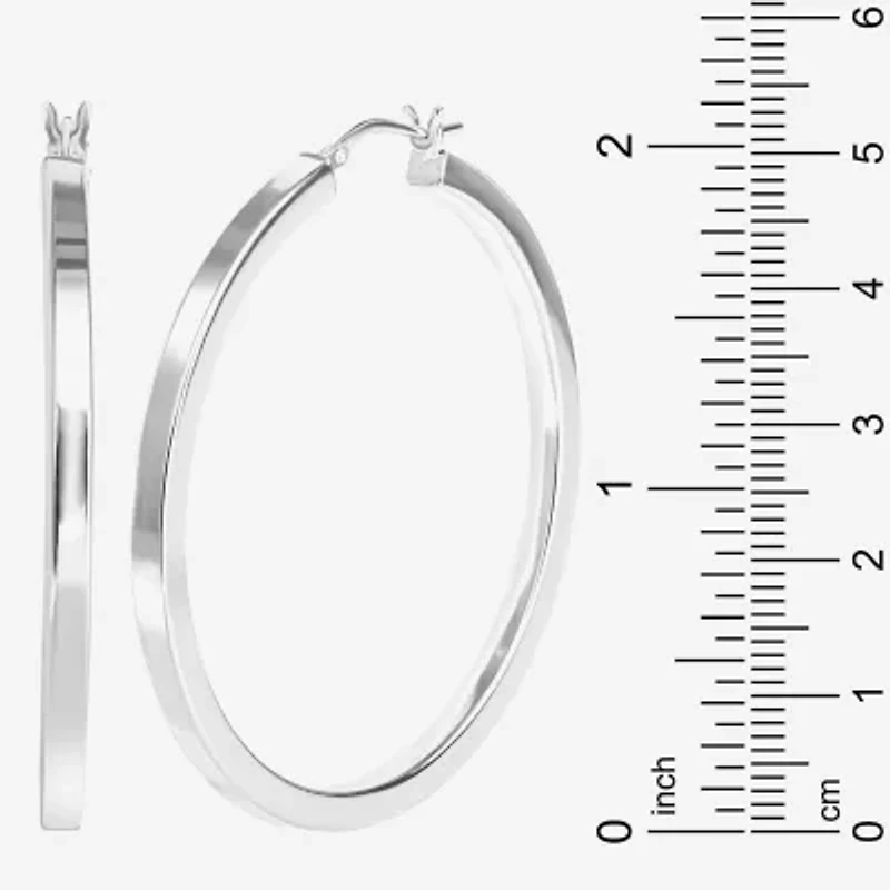Sterling Silver 2" Square Tube Hoop Earrings