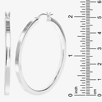 Sterling Silver 2" Square Tube Hoop Earrings