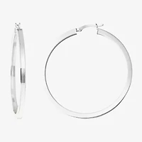 Sterling Silver 2" Square Tube Hoop Earrings