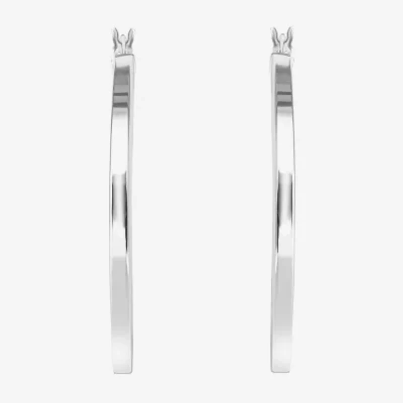Sterling Silver 2" Square Tube Hoop Earrings