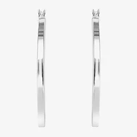 Sterling Silver 2" Square Tube Hoop Earrings