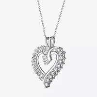 DiamonArt® Womens White Cubic Zirconia Sterling Silver Heart Pendant Necklace