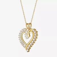 DiamonArt® Womens White Cubic Zirconia 14K Gold Over Silver Heart Pendant Necklace