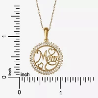 DiamonArt® Womens 1 1/10 CT. T.W.  White Cubic Zirconia 14K Gold Over Silver Round Heart "Mom"Pendant Necklace