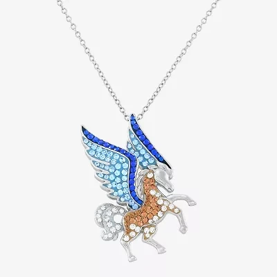 Limited Quantities! Horse Womens Multi Color Crystal Sterling Silver 18 Inch Pendant Necklace