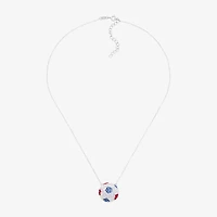 Limited Quantities! Soccer Ball Womens Multi Color Crystal Sterling Silver 18 Inch Pendant Necklace
