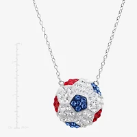 Limited Quantities! Soccer Ball Womens Multi Color Crystal Sterling Silver 18 Inch Pendant Necklace