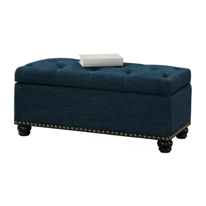 9th Avenue Storage Tufted Nailhead Trim Bench